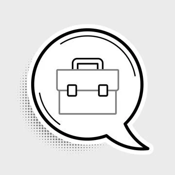 Line Briefcase icon isolated on grey background. Business case sign. Busine.. Stock Illustration