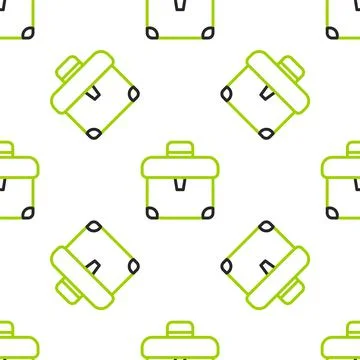 Line Briefcase icon isolated seamless pattern on white background. Business case Stock Illustration