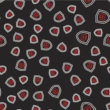 Line Briefcase with shield icon isolated seamless pattern on black background Stock Illustration