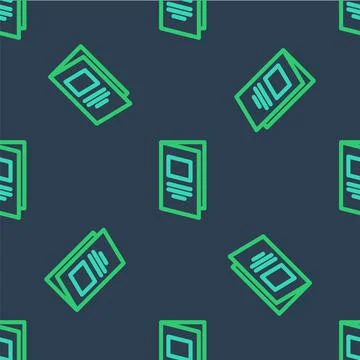 Line Brochure template layout icon isolated seamless pattern on blue background Stock Illustration