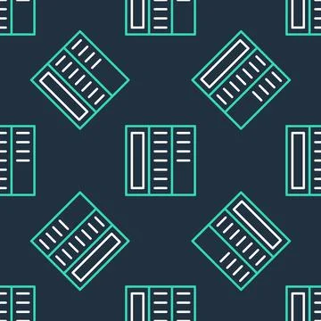 Line Brochure template layout icon isolated seamless pattern on black background Stock Illustration