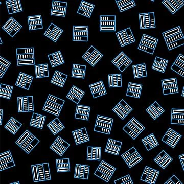 Line Brochure template layout icon isolated seamless pattern on black backg.. Stock Illustration