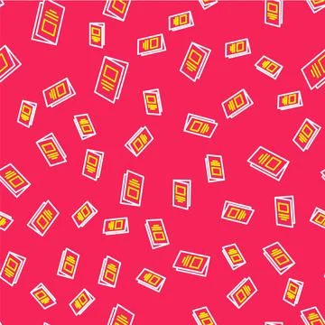 Line Brochure template layout icon isolated seamless pattern on red backgro.. Stock Illustration