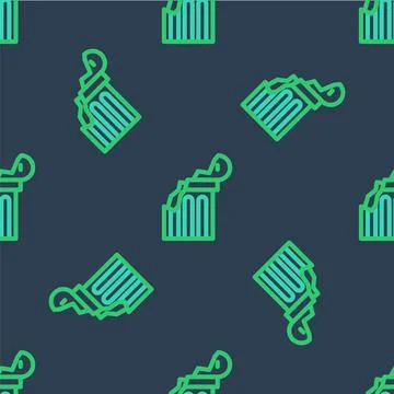 Line Broken ancient column icon isolated seamless pattern on blue background 스톡 일러스트