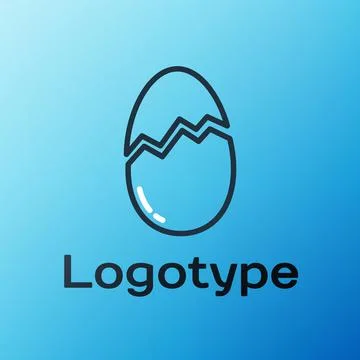 Line Broken egg icon isolated on blue background. Happy Easter. Colorful outline 스톡 일러스트
