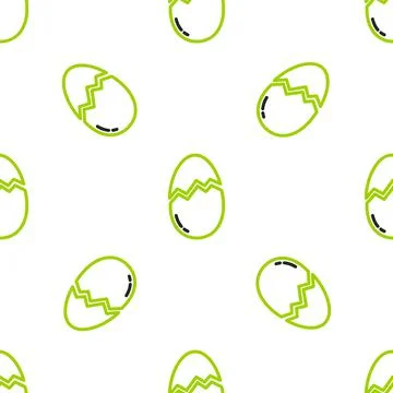 Line Broken egg icon isolated seamless pattern on white background. Happy Easter Illustrazione stock