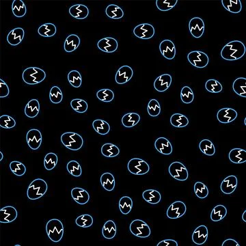 Line Broken egg icon isolated seamless pattern on black background. Happy Easter Stock Illustration