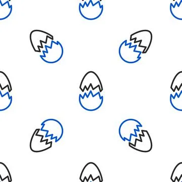 Line Broken egg icon isolated seamless pattern on white background. Happy Easter Stock Illustration