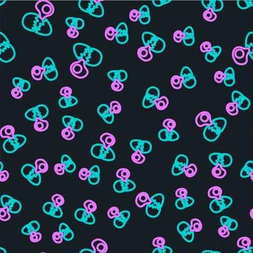 Line Broken egg icon isolated seamless pattern on black background. Happy Easter Stock Illustration