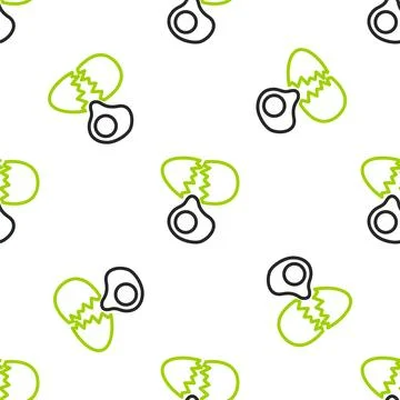 Line Broken egg icon isolated seamless pattern on white background. Happy Easter イラスト素材