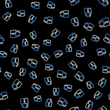 Line Broken or cracked lock icon isolated seamless pattern on black background イラスト素材