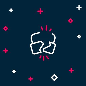 Line Broken or cracked lock icon isolated on blue background. Unlock sign 库存插图