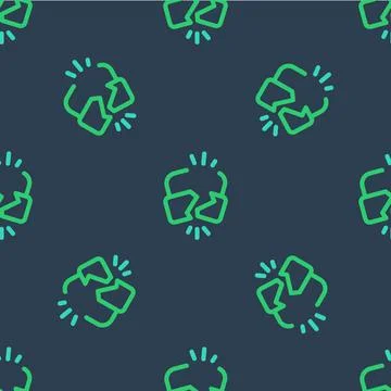 Line Broken or cracked lock icon isolated seamless pattern on blue background Stock Illustration