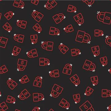 Line Broken or cracked lock icon isolated seamless pattern on black background イラスト素材