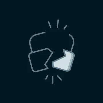 Line Broken or cracked lock icon isolated on black background. Unlock sign... 库存插图