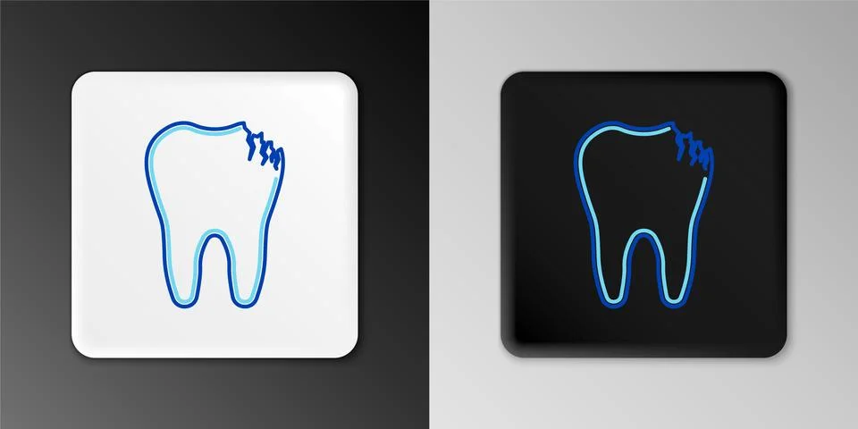 Line Broken tooth icon isolated on grey background. Dental problem icon. Dental Stockillustratie