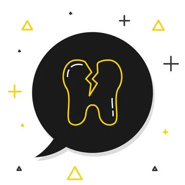 Line Broken tooth icon isolated on white background. Dental problem icon. Dental イラスト素材