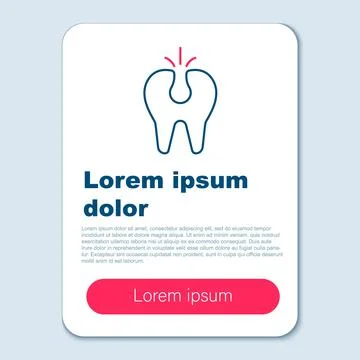 Line Broken tooth icon isolated on grey background. Dental problem icon. Dental Stockillustratie