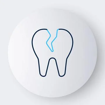 Line Broken tooth icon isolated on white background. Dental problem icon. Dental Stockillustratie