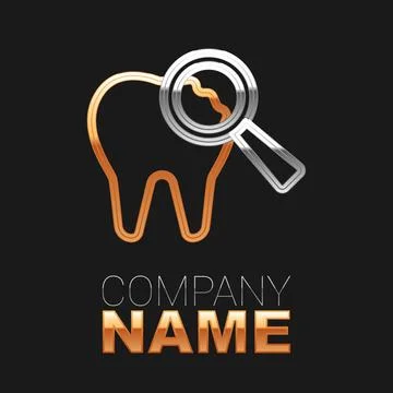 Line Broken tooth icon isolated on black background. Dental problem icon. Dental Illustrazione stock