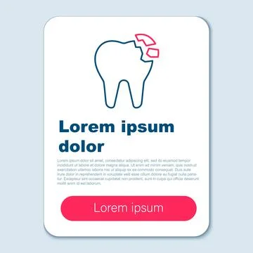 Line Broken tooth icon isolated on grey background. Dental problem icon. Dental イラスト素材