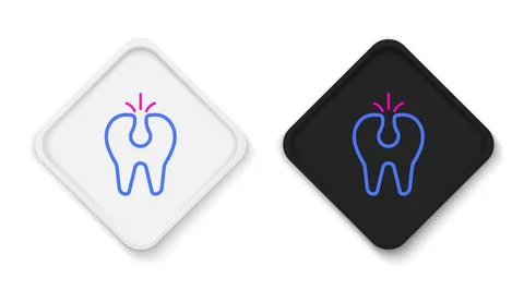 Line Broken tooth icon isolated on white background. Dental problem icon. Dental Stockillustratie
