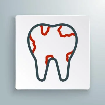Line Broken tooth icon isolated on white background. Dental problem icon. Dental Stockillustratie
