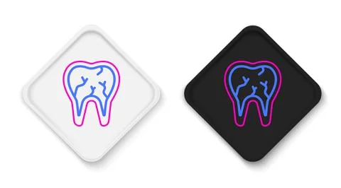 Line Broken tooth icon isolated on white background. Dental problem icon. Dental Stockillustratie