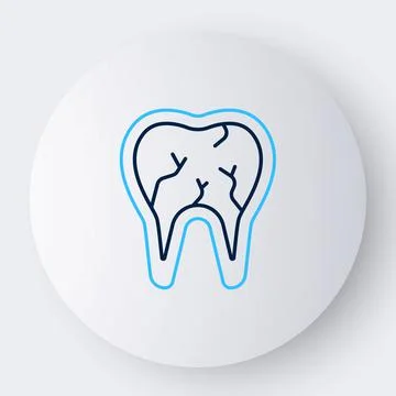 Line Broken tooth icon isolated on white background. Dental problem icon. Den Stockillustratie