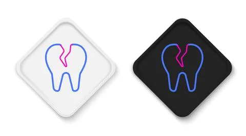 Line Broken tooth icon isolated on white background. Dental problem icon. Dental Stockillustratie
