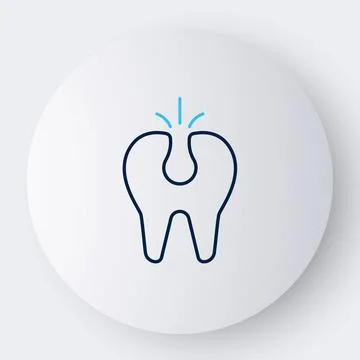 Line Broken tooth icon isolated on white background. Dental problem icon. Dental Stockillustratie
