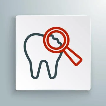 Line Broken tooth icon isolated on white background. Dental problem icon. Dental イラスト素材
