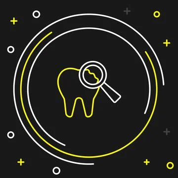 Line Broken tooth icon isolated on black background. Dental problem icon. Dental イラスト素材