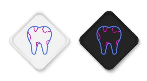 Line Broken tooth icon isolated on white background. Dental problem icon. Den Stock Illustration