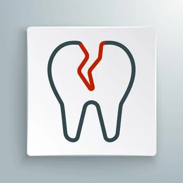 Line Broken tooth icon isolated on white background. Dental problem icon. Dental イラスト素材