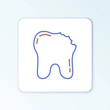 Line Broken tooth icon isolated on white background. Dental problem icon. Dental イラスト素材