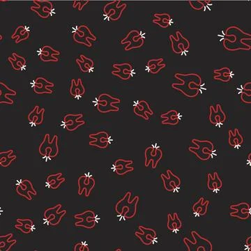 Line Broken tooth icon isolated seamless pattern on black background. Denta.. Illustrazione stock