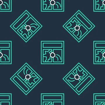 Line Broken window icon isolated seamless pattern on black background. Damaged イラスト素材