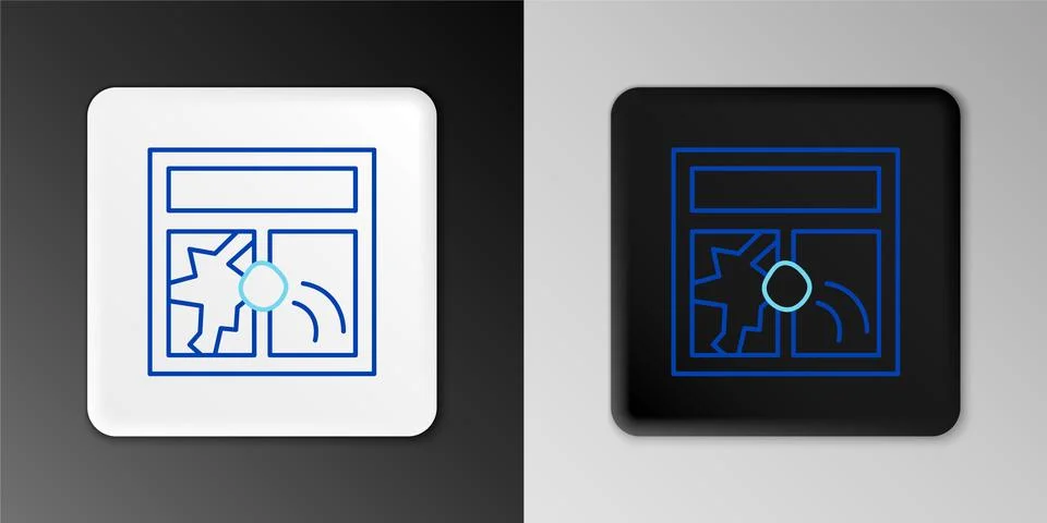 Line Broken window icon isolated on grey background. Damaged window. Beaten Stock Illustration