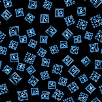 Line Broken window icon isolated seamless pattern on black background. Damaged Stock Illustration