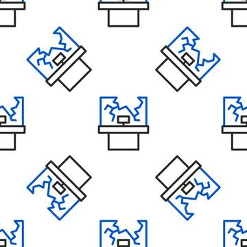 Line Broken window icon isolated seamless pattern on white background. Damage Stockillustratie