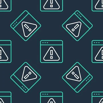 Line Browser with exclamation mark icon isolated seamless pattern on black 库存插图