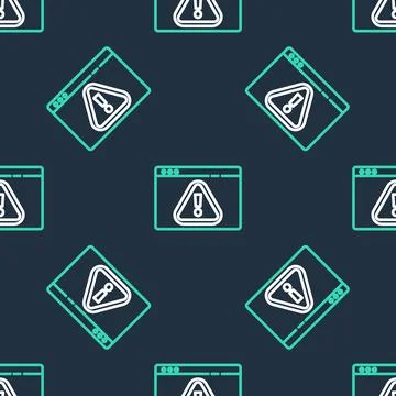 Line Browser with exclamation mark icon isolated seamless pattern on black Stock Illustration