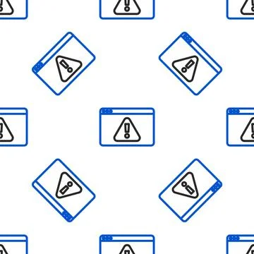 Line Browser with exclamation mark icon isolated seamless pattern on white Stock Illustration