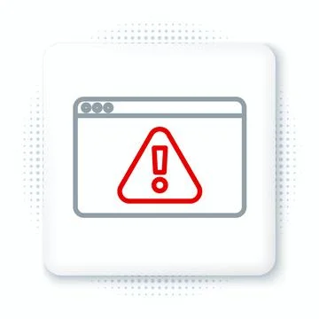 Line Browser with exclamation mark icon isolated on white background. Alert.. Stock Illustration
