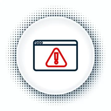 Line Browser with exclamation mark icon isolated on white background. Alert.. Stock Illustration