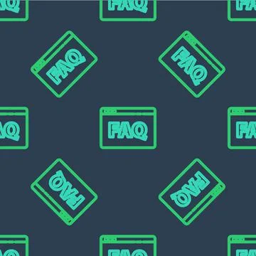 Line Browser FAQ icon isolated seamless pattern on blue background. Internet 库存插图