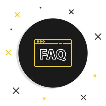 Line Browser FAQ icon isolated on white background. Internet communication Ilustración de archivo