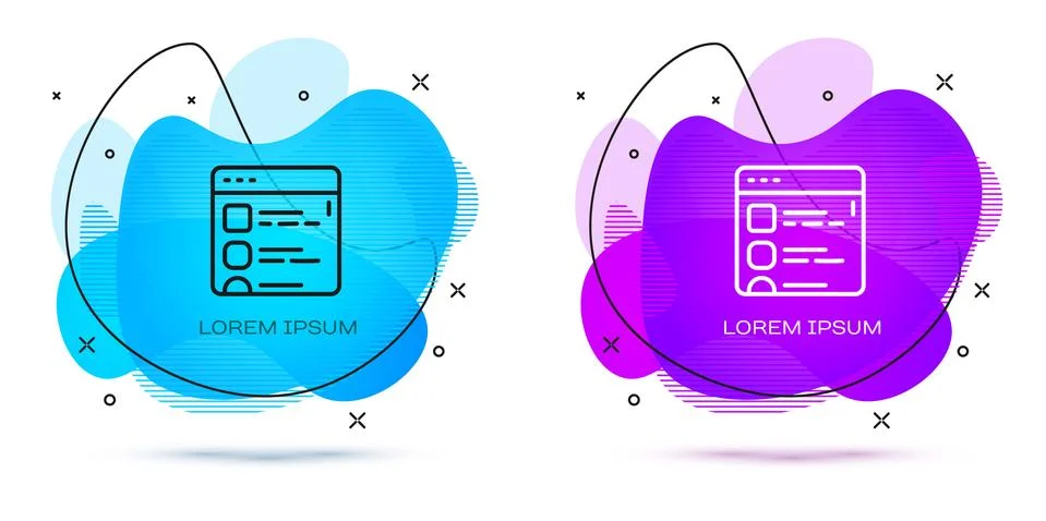 Line Browser files icon isolated on white background. Abstract banner with Stock Illustration