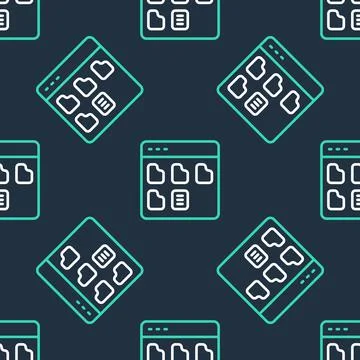 Line Browser files icon isolated seamless pattern on black background. Vector Illustrazione stock